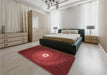 Patterned Cranberry Red Rug in a Bedroom, pat3428rd
