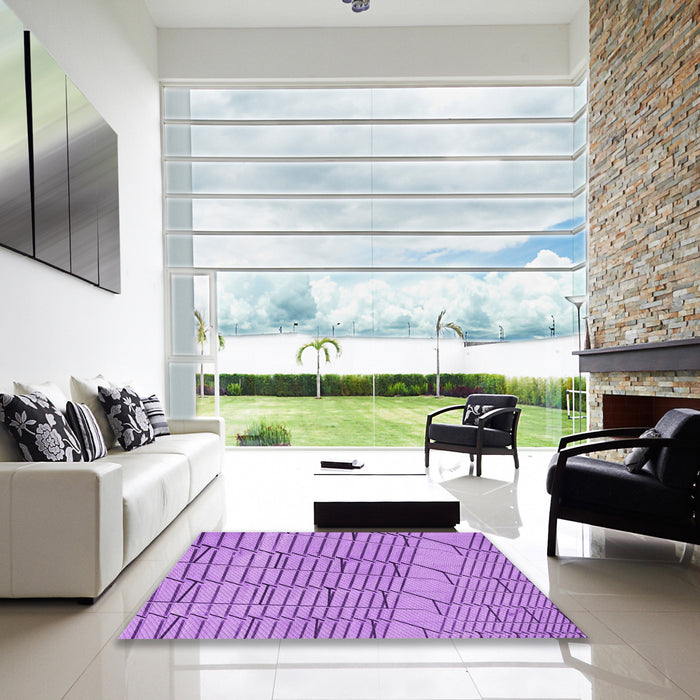 Machine Washable Transitional Violet Purple Rug in a Kitchen, wshpat3429pur