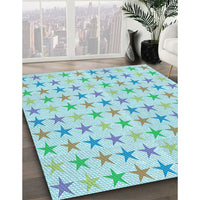 Patterned Light Aquamarine Green Rug, pat3430lblu