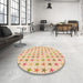 Round Patterned Orange Rug in a Office, pat3430org