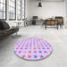 Round Patterned Purple Rug in a Office, pat3430pur