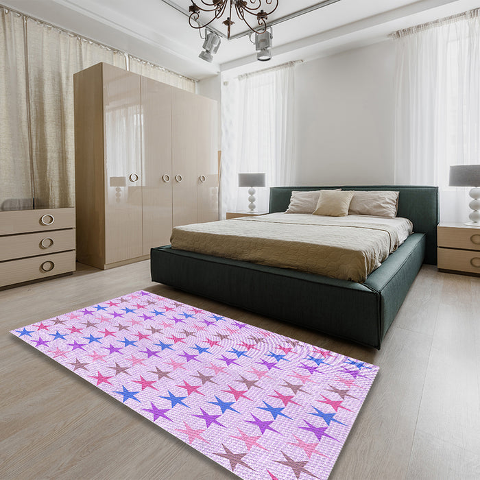 Patterned Purple Rug in a Bedroom, pat3430pur