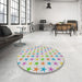 Round Patterned Light Rose Green Novelty Rug in a Office, pat3430