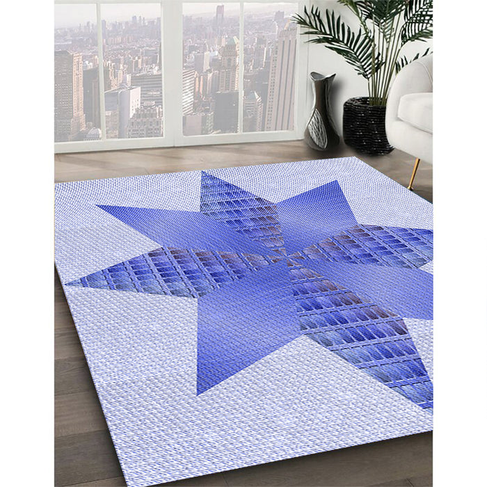 Machine Washable Transitional Blue Rug in a Family Room, wshpat3431blu