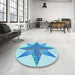 Round Patterned Blue Rug in a Office, pat3431lblu