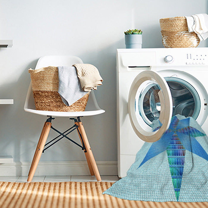 Machine Washable Transitional Blue Rug in a Washing Machine, wshpat3431lblu