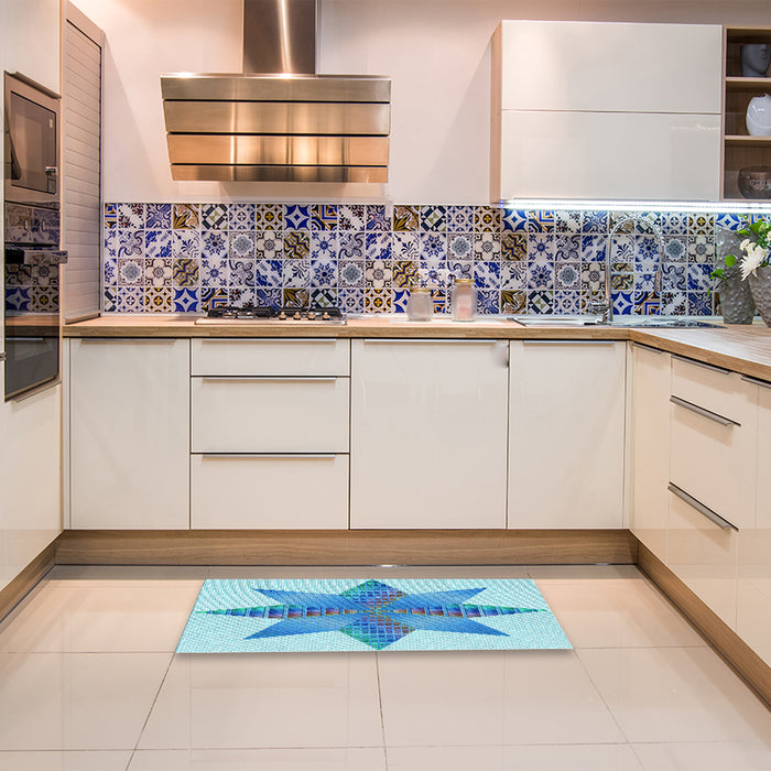 Patterned Blue Rug in a Kitchen, pat3431lblu