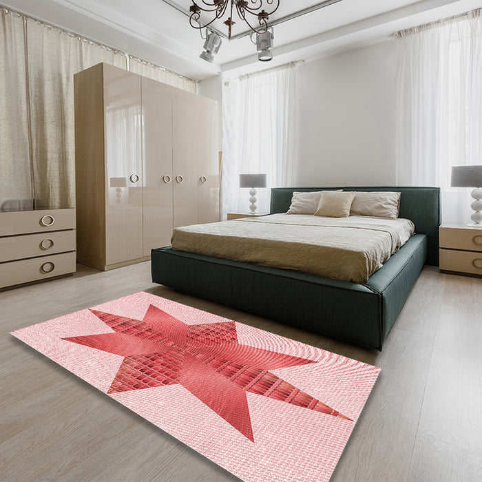 Patterned Pink Rug in a Bedroom, pat3431rd