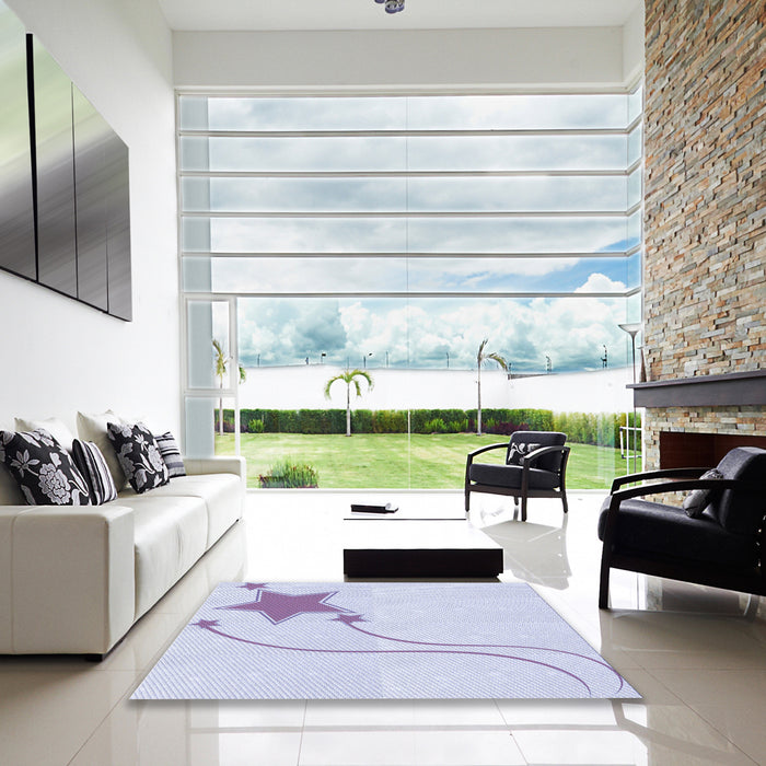 Square Patterned Lavender Blue Rug in a Living Room, pat3432blu