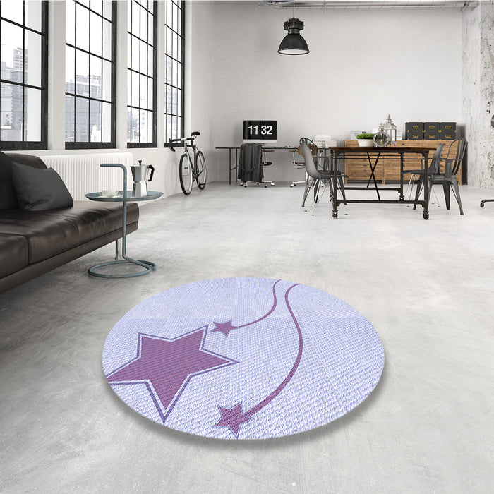 Round Patterned Lavender Blue Rug in a Office, pat3432blu