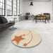 Round Patterned Moccasin Beige Rug in a Office, pat3432brn
