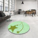 Round Patterned Mint Green Rug in a Office, pat3432grn