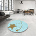 Round Patterned Northern Lights Blue Rug in a Office, pat3432lblu