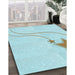 Machine Washable Transitional Northern Lights Blue Rug in a Family Room, wshpat3432lblu