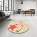 Round Patterned Moccasin Beige Rug in a Office, pat3432org