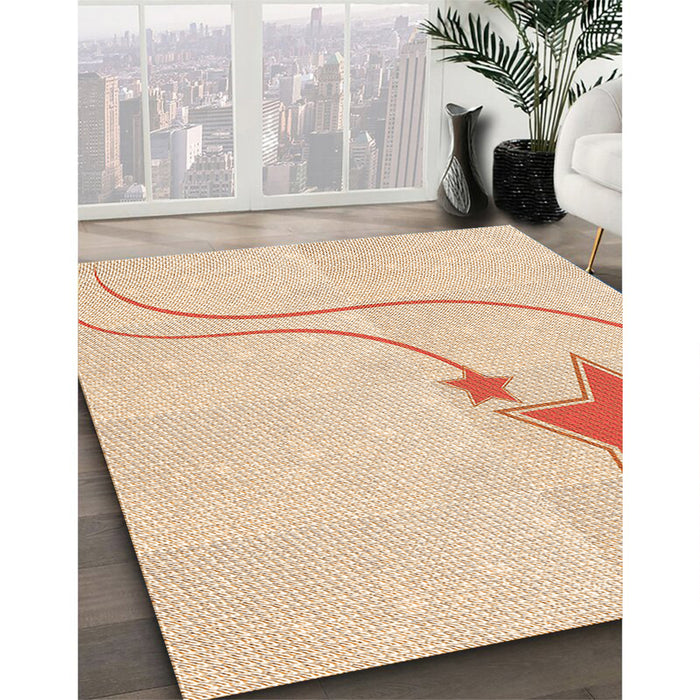Patterned Moccasin Beige Rug in Family Room, pat3432org