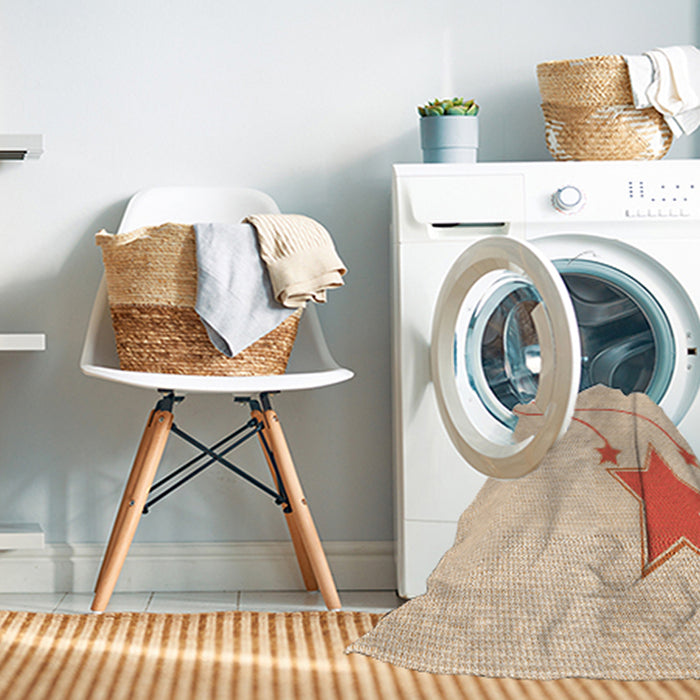 Machine Washable Transitional Moccasin Beige Rug in a Washing Machine, wshpat3432org