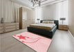 Patterned Pastel Red Pink Rug in a Bedroom, pat3432rd