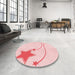 Round Patterned Pastel Red Pink Rug in a Office, pat3432rd