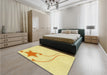 Patterned Yellow Rug in a Bedroom, pat3432yw