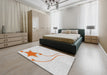 Patterned Off-White Novelty Rug in a Bedroom, pat3432