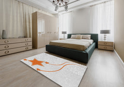 Patterned Off-White Novelty Rug in a Bedroom, pat3432