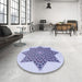 Round Patterned Periwinkle Purple Rug in a Office, pat3434blu