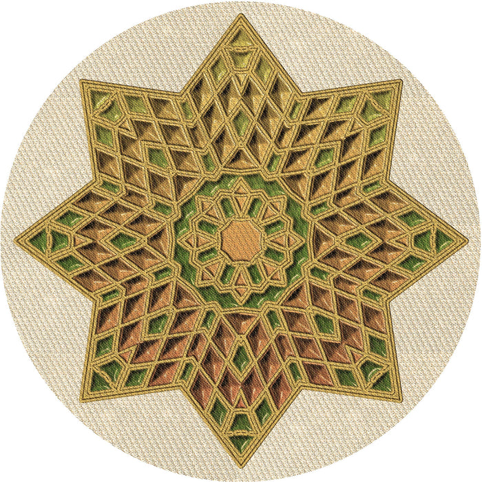 Square Patterned Khaki Gold Rug, pat3434brn