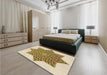 Patterned Khaki Gold Rug in a Bedroom, pat3434brn