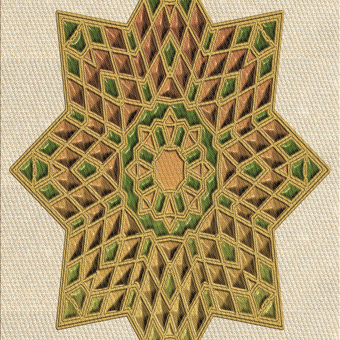 Patterned Khaki Gold Rug, pat3434brn