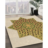 Patterned Khaki Gold Rug, pat3434brn