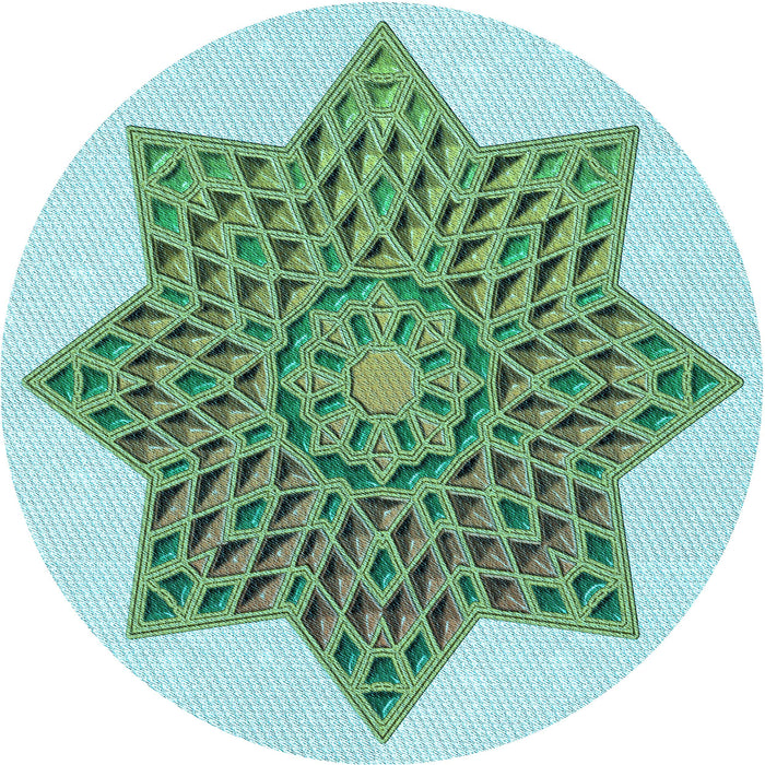 Square Patterned Light Aquamarine Green Rug, pat3434lblu