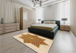 Patterned Brown Gold Rug in a Bedroom, pat3434org