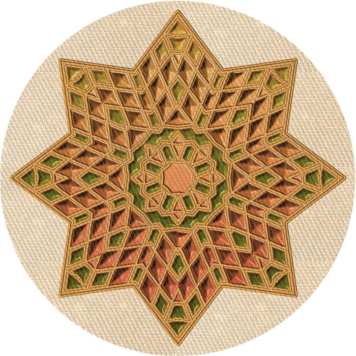 Square Patterned Brown Gold Rug, pat3434org