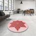 Round Patterned Red Rug in a Office, pat3434rd