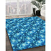 Machine Washable Transitional Bright Turquoise Blue Rug in a Family Room, wshpat3435lblu