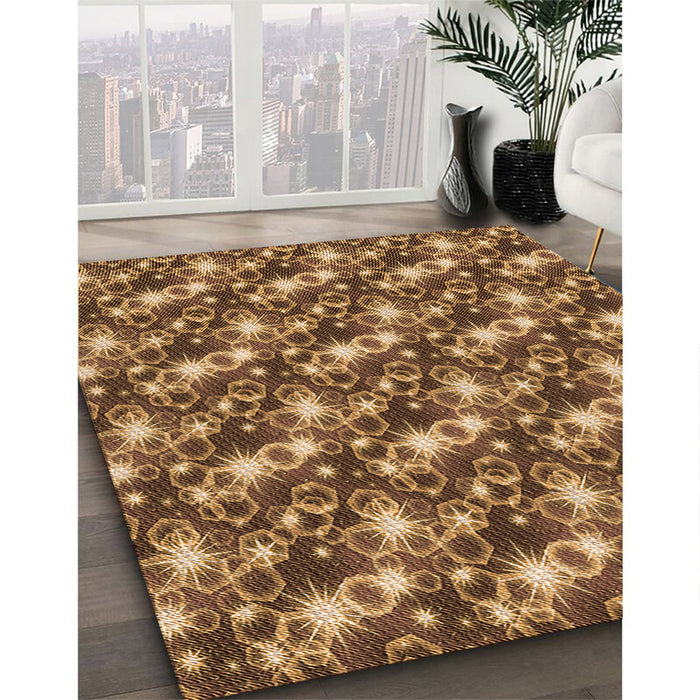 Machine Washable Transitional Saddle Brown Rug in a Family Room, wshpat3435org