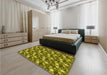 Patterned Dark Bronze Brown Rug in a Bedroom, pat3435yw