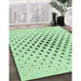 Machine Washable Transitional Mint Green Rug in a Family Room, wshpat3436grn