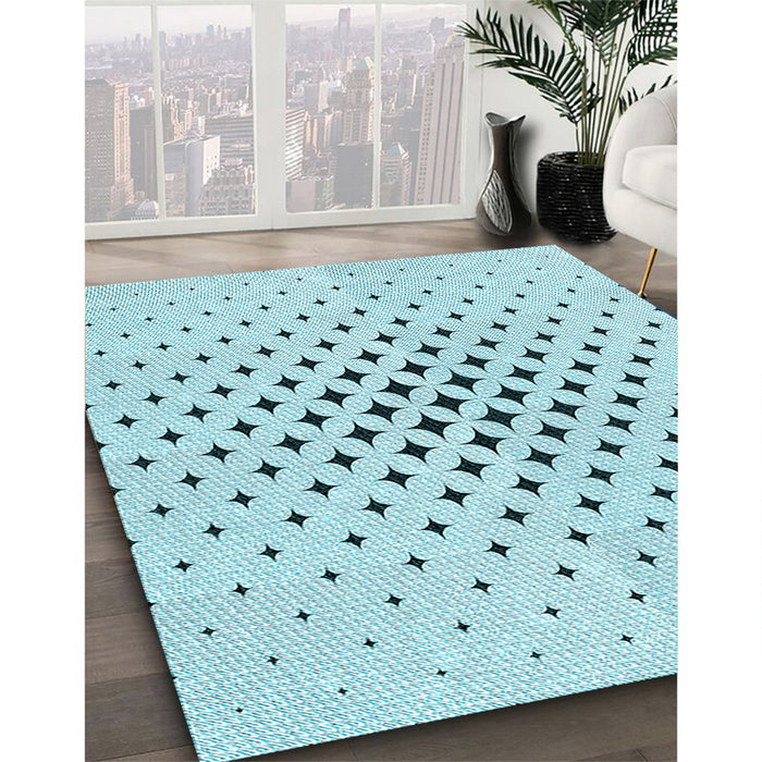 Machine Washable Transitional Electric Blue Rug in a Family Room, wshpat3436lblu