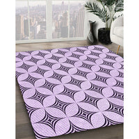 Patterned Purple Flower Purple Rug, pat3437pur