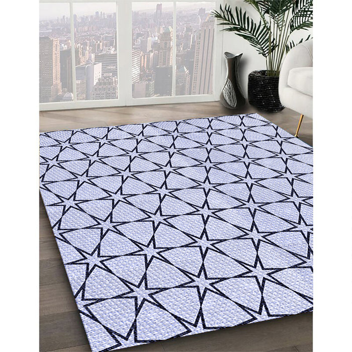 Patterned Lavender Blue Rug in Family Room, pat3439blu