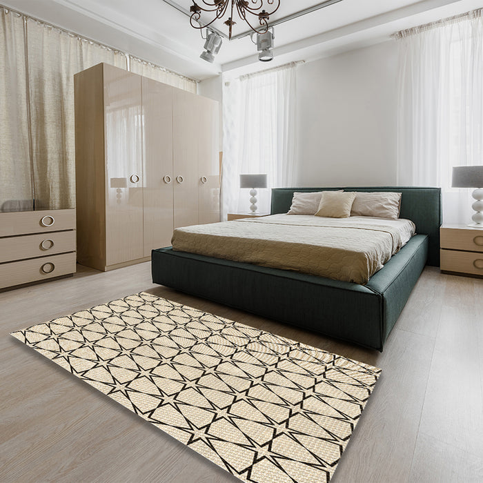 Patterned Brown Rug in a Bedroom, pat3439brn