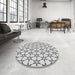 Round Patterned Gray Novelty Rug in a Office, pat3439