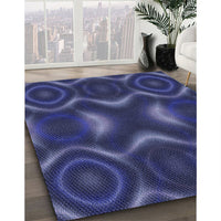 Patterned Denim Dark Blue Rug, pat344blu