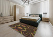 Patterned Oak Brown Rug in a Bedroom, pat344brn