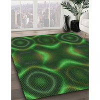 Patterned Dark Forest Green Rug, pat344grn