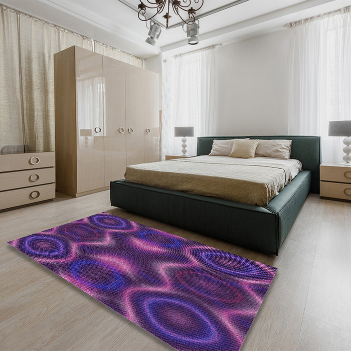 Patterned Dark Orchid Purple Rug in a Bedroom, pat344pur