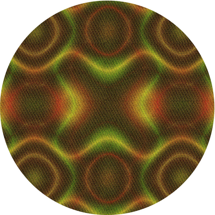 Square Patterned Dark Yellow Green Rug, pat344yw