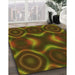 Patterned Dark Yellow Green Rug in Family Room, pat344yw